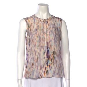 ALC Womens Pink Silk Printed Sleeveless Button Front Patterned Blouse Top Sz XS